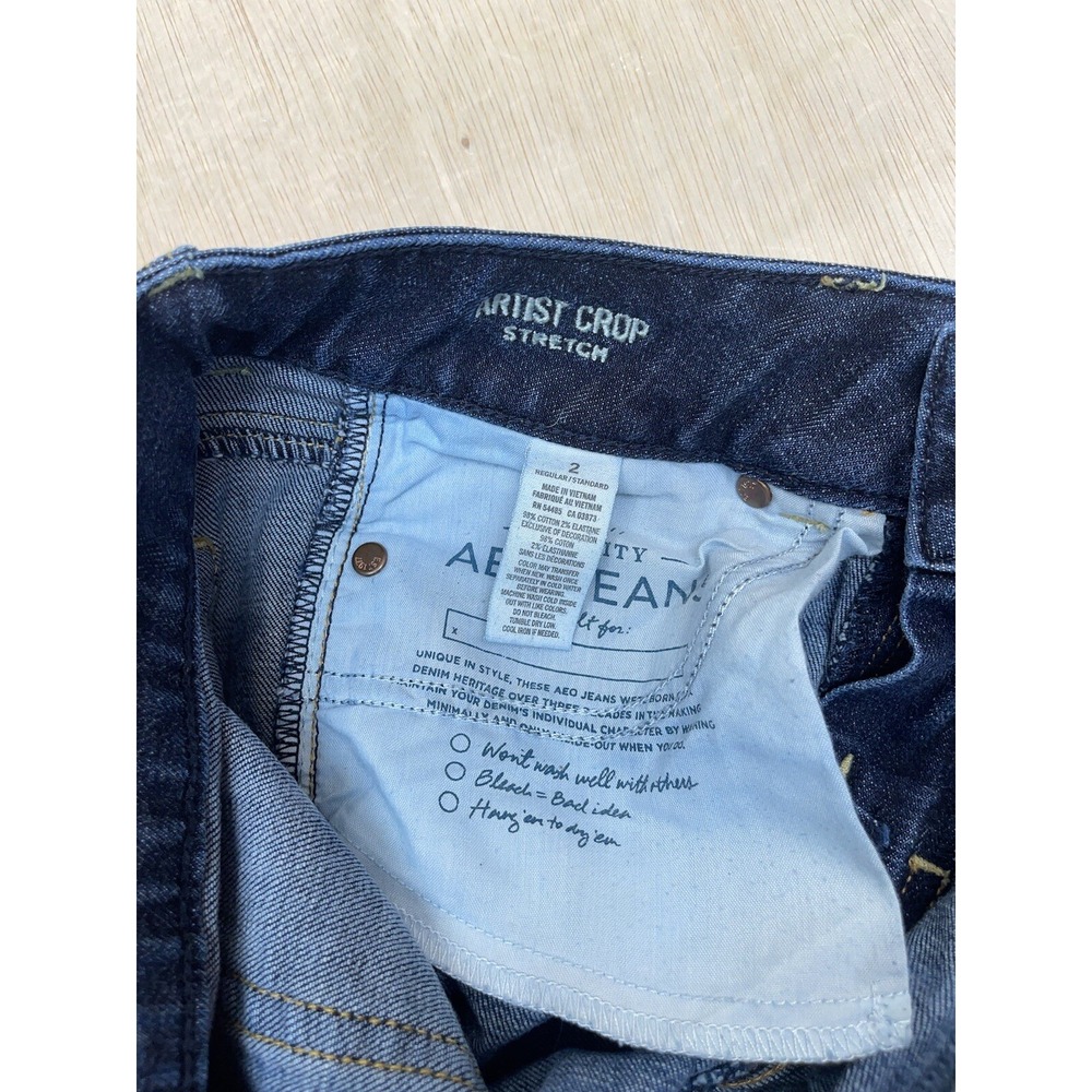 American Eagle Artist Crop Jeans Women‎ Sz 2 (28x23) Stretch Double Button Denim - Picture 5 of 9